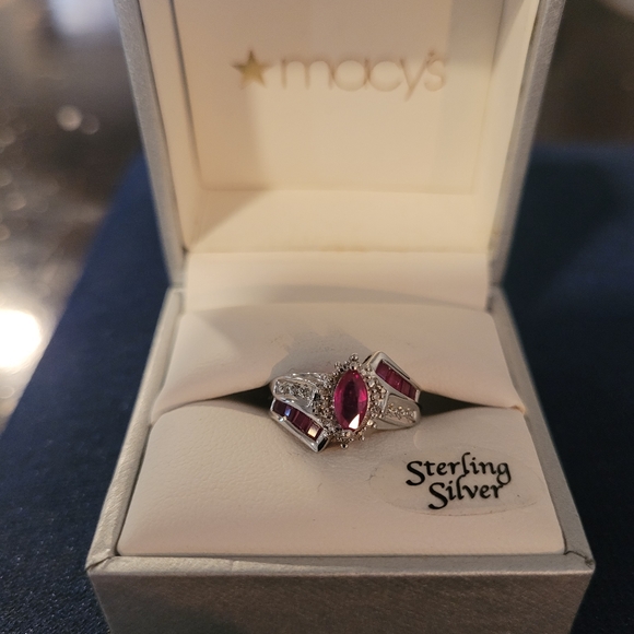Ruby and Diamond Sterling Silver Ring - Picture 4 of 4